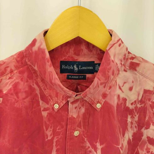 ラルフローレン RALPH LAUREN CLASSIC FIT ポニー刺繍 ブリーチタイダイ柄 ボタンダウン S/S シャツ メンズ import:L